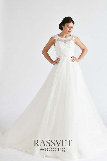 Свадебное платье Шанталь 1. Силуэт А-силуэт. Цвет Белый / Молочный. Вид 1