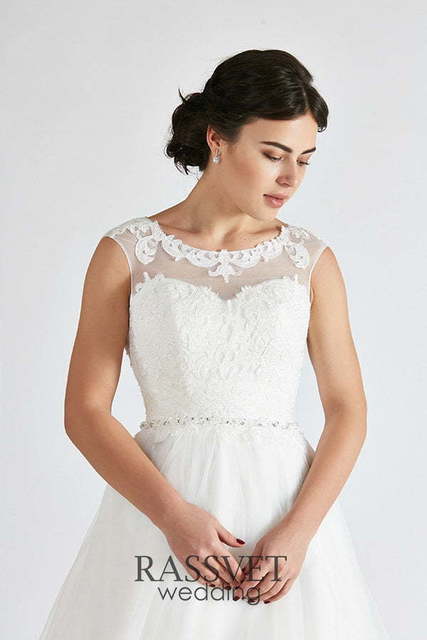 Свадебное платье Шанталь 1. Силуэт А-силуэт. Цвет Белый / Молочный. Вид 3