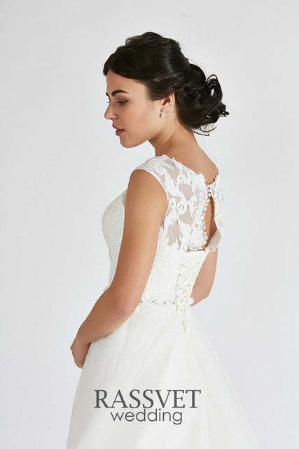 Свадебное платье Шанталь 1. Силуэт А-силуэт. Цвет Белый / Молочный. Вид 4