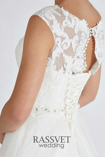 Свадебное платье Шанталь 1. Силуэт А-силуэт. Цвет Белый / Молочный. Вид 6