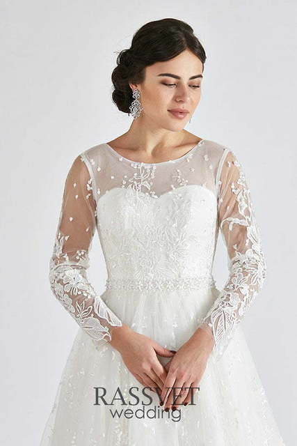 Свадебное платье Долорес. Силуэт А-силуэт. Цвет Белый / Молочный. Вид 3