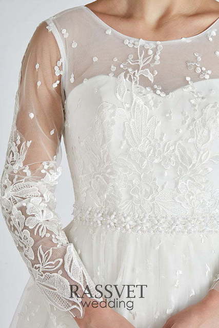 Свадебное платье Долорес. Силуэт А-силуэт. Цвет Белый / Молочный. Вид 5