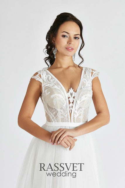 Свадебное платье Северина лайт. Силуэт А-силуэт. Цвет Белый / Молочный. Вид 3