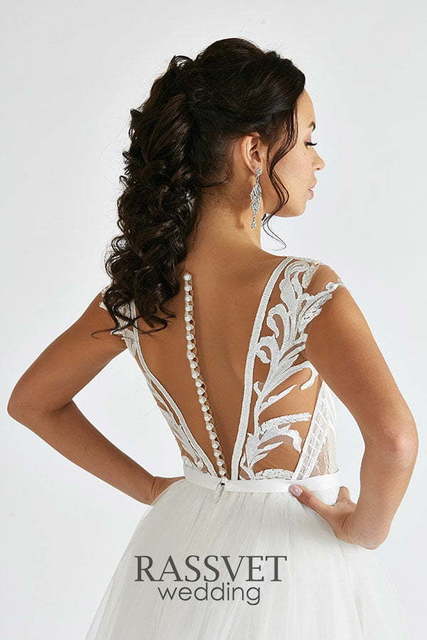 Свадебное платье Северина лайт. Силуэт А-силуэт. Цвет Белый / Молочный. Вид 4