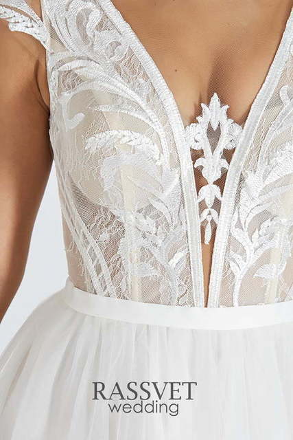 Свадебное платье Северина лайт. Силуэт А-силуэт. Цвет Белый / Молочный. Вид 5