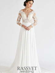 Свадебное платье Дианн. Силуэт А-силуэт. Цвет Белый / Молочный. Вид 1