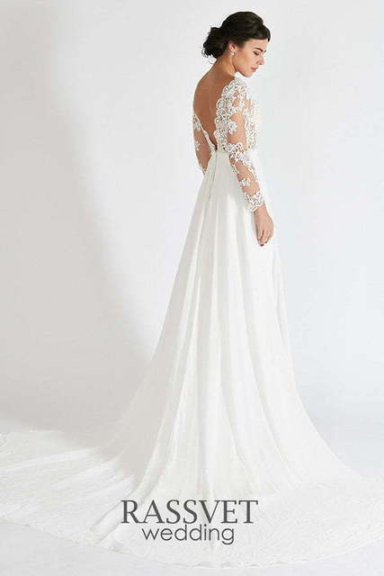 Свадебное платье Дианн. Силуэт А-силуэт. Цвет Белый / Молочный. Вид 2