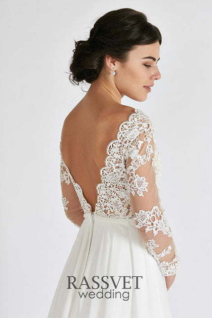 Свадебное платье Дианн. Силуэт А-силуэт. Цвет Белый / Молочный. Вид 4