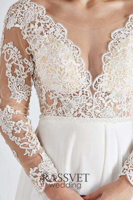 Свадебное платье Дианн. Силуэт А-силуэт. Цвет Белый / Молочный. Вид 5