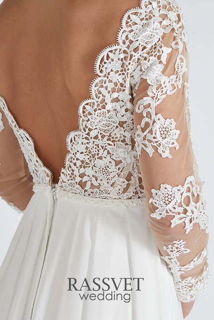 Свадебное платье Дианн. Силуэт А-силуэт. Цвет Белый / Молочный. Вид 6