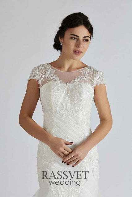 Свадебное платье Элиз. Силуэт Рыбка. Цвет Белый / Молочный. Вид 3