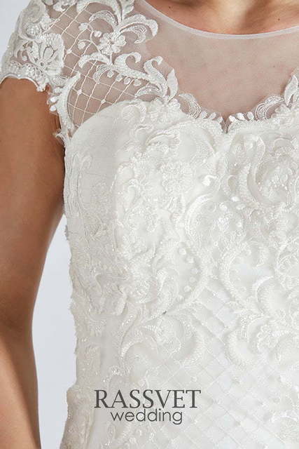 Свадебное платье Элиз. Силуэт Рыбка. Цвет Белый / Молочный. Вид 5