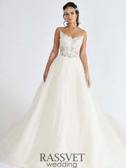 Свадебное платье Элионора. Силуэт А-силуэт. Цвет Белый / Молочный. Вид 1