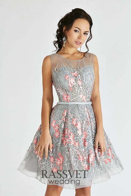 Свадебное платье Астра. Силуэт А-силуэт. Цвет Пепельный / Металлик. Вид 3