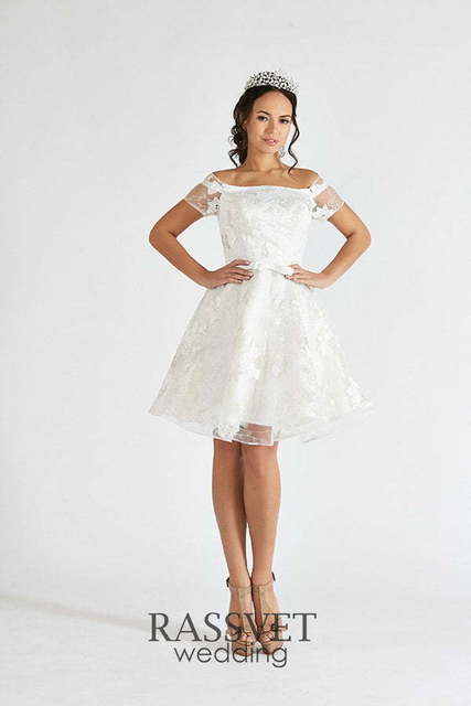 Свадебное платье Эдит. Силуэт А-силуэт. Цвет Белый / Молочный. Вид 1