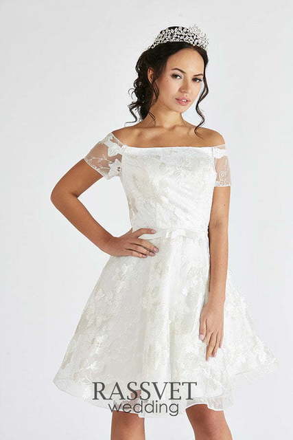 Свадебное платье Эдит. Силуэт А-силуэт. Цвет Белый / Молочный. Вид 3