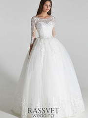 Свадебное платье Альберта. Силуэт Пышное, А-силуэт. Цвет Белый / Молочный. Вид 1