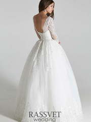 Свадебное платье Альберта. Силуэт Пышное, А-силуэт. Цвет Белый / Молочный. Вид 2