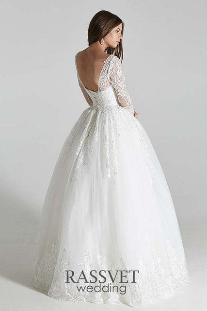 Свадебное платье Альберта. Силуэт Пышное, А-силуэт. Цвет Белый / Молочный. Вид 2