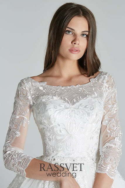 Свадебное платье Альберта. Силуэт Пышное, А-силуэт. Цвет Белый / Молочный. Вид 3