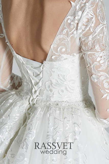 Свадебное платье Альберта. Силуэт Пышное, А-силуэт. Цвет Белый / Молочный. Вид 4