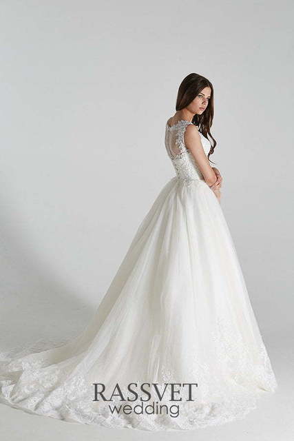 Свадебное платье Афродита Нюд. Силуэт А-силуэт. Цвет Белый / Молочный. Вид 2