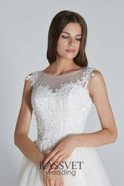 Свадебное платье Афродита Нюд. Силуэт А-силуэт. Цвет Белый / Молочный. Вид 3