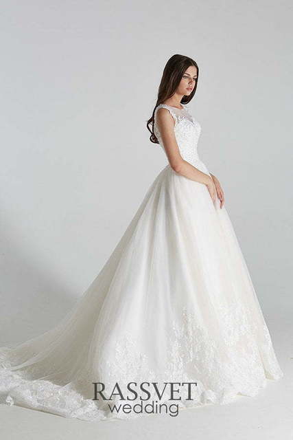 Свадебное платье Афродита Нюд. Силуэт А-силуэт. Цвет Белый / Молочный. Вид 5