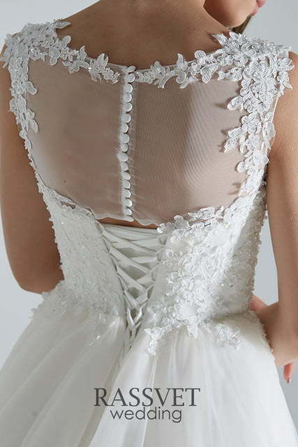 Свадебное платье Афродита Нюд. Силуэт А-силуэт. Цвет Белый / Молочный. Вид 7