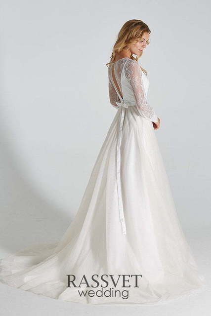 Свадебное платье Луана. Силуэт А-силуэт. Цвет Белый / Молочный. Вид 2