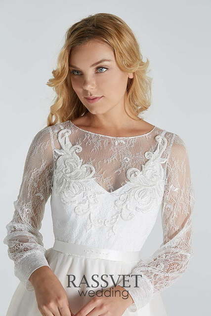 Свадебное платье Луана. Силуэт А-силуэт. Цвет Белый / Молочный. Вид 3