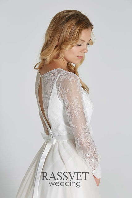 Свадебное платье Луана. Силуэт А-силуэт. Цвет Белый / Молочный. Вид 4