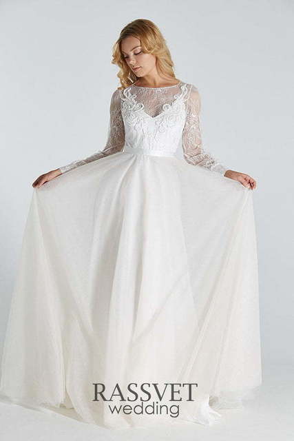 Свадебное платье Луана. Силуэт А-силуэт. Цвет Белый / Молочный. Вид 5