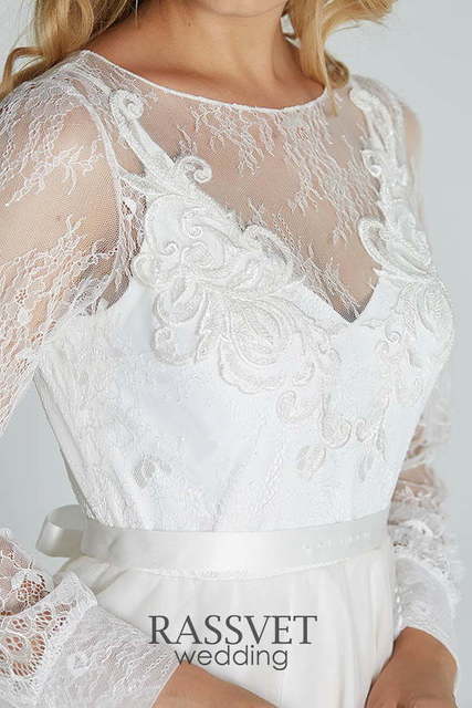 Свадебное платье Луана. Силуэт А-силуэт. Цвет Белый / Молочный. Вид 7