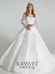 Свадебное платье Елизавета. Силуэт Пышное, А-силуэт. Цвет Белый / Молочный. Вид 1