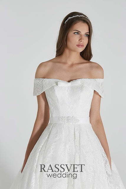 Свадебное платье Бриана. Силуэт А-силуэт. Цвет Белый / Молочный. Вид 3