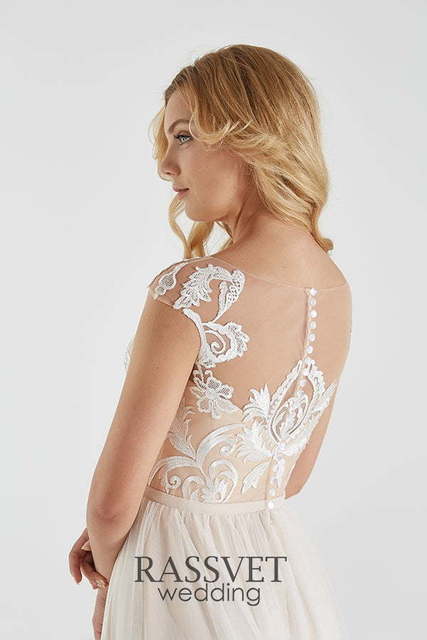 Свадебное платье Эсперанса. Силуэт А-силуэт. Цвет Белый / Молочный. Вид 4