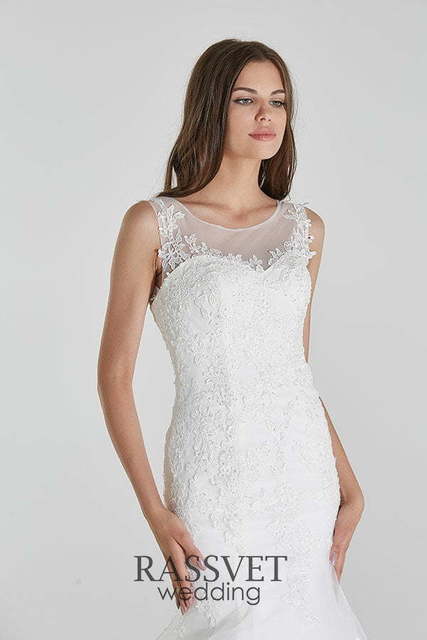 Свадебное платье Каприс. Силуэт Рыбка. Цвет Белый / Молочный. Вид 3