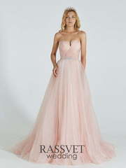 Свадебное платье Сапфир. Силуэт А-силуэт. Цвет оттенки Розового. Вид 1