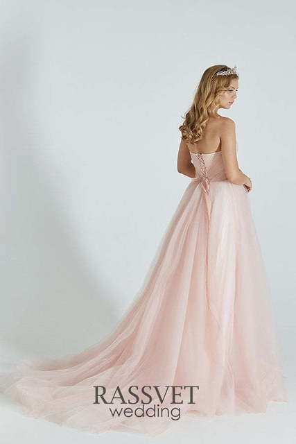 Свадебное платье Сапфир. Силуэт А-силуэт. Цвет оттенки Розового. Вид 2