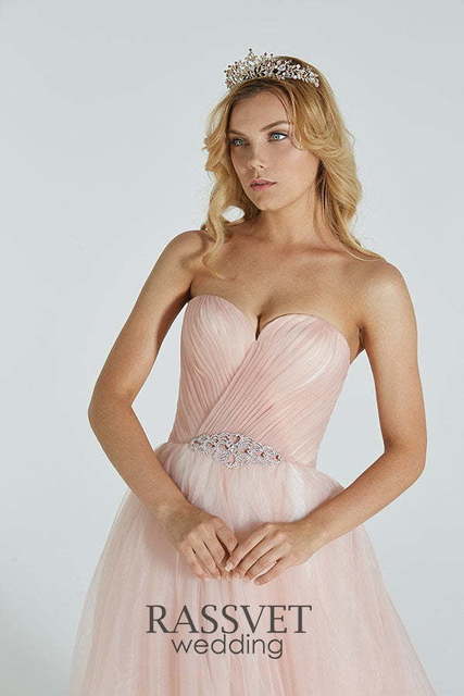 Свадебное платье Сапфир. Силуэт А-силуэт. Цвет оттенки Розового. Вид 3