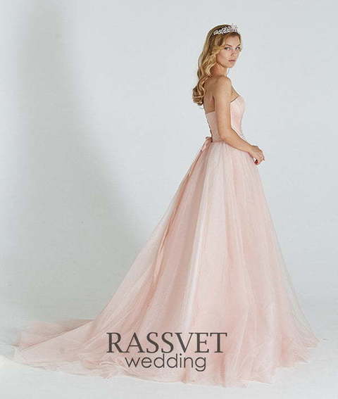 Свадебное платье Сапфир. Силуэт А-силуэт. Цвет оттенки Розового. Вид 5