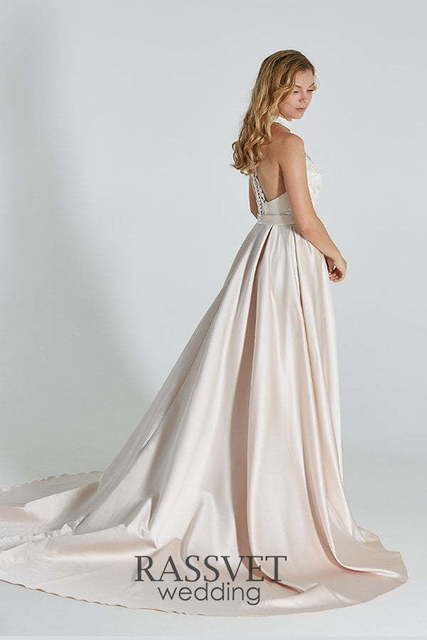 Свадебное платье Эльза. Силуэт А-силуэт. Цвет Айвори / Капучино. Вид 2