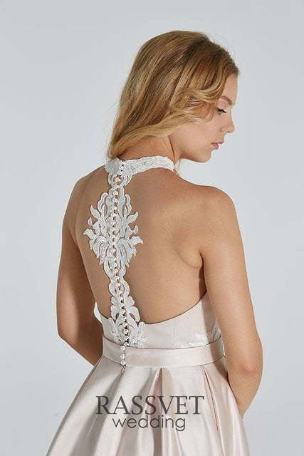 Свадебное платье Эльза. Силуэт А-силуэт. Цвет Айвори / Капучино. Вид 4