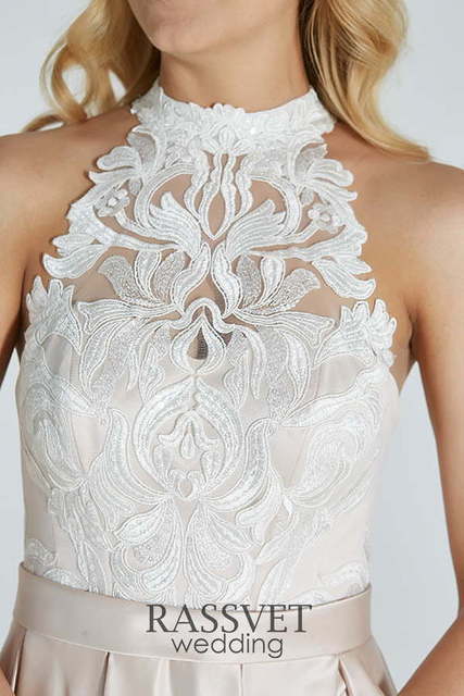 Свадебное платье Эльза. Силуэт А-силуэт. Цвет Айвори / Капучино. Вид 5