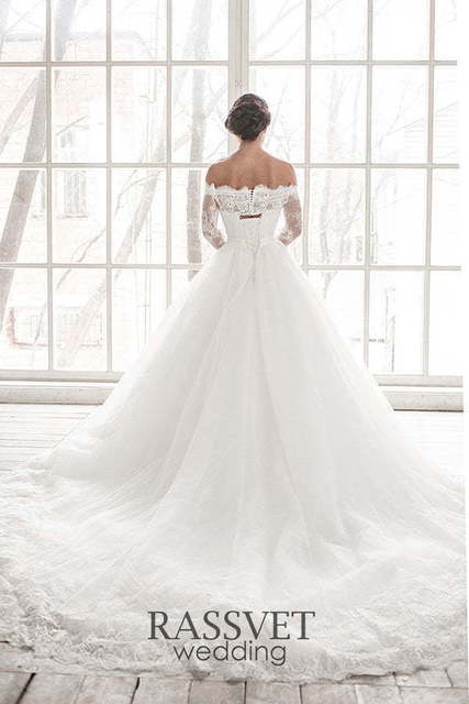 Свадебное платье Витэлия. Силуэт А-силуэт. Цвет Белый / Молочный. Вид 2