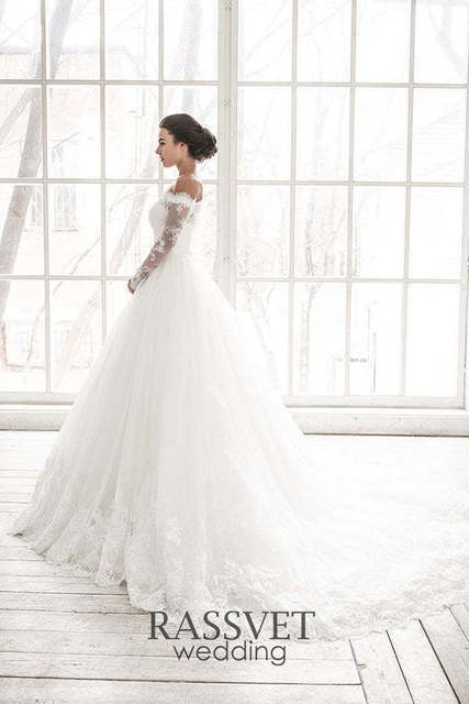 Свадебное платье Витэлия. Силуэт А-силуэт. Цвет Белый / Молочный. Вид 5