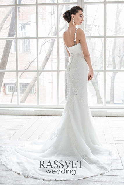 Свадебное платье Ариэль. Силуэт Рыбка, Прямое. Цвет Белый / Молочный. Вид 2