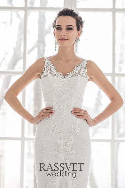 Свадебное платье Ариэль. Силуэт Рыбка, Прямое. Цвет Белый / Молочный. Вид 3