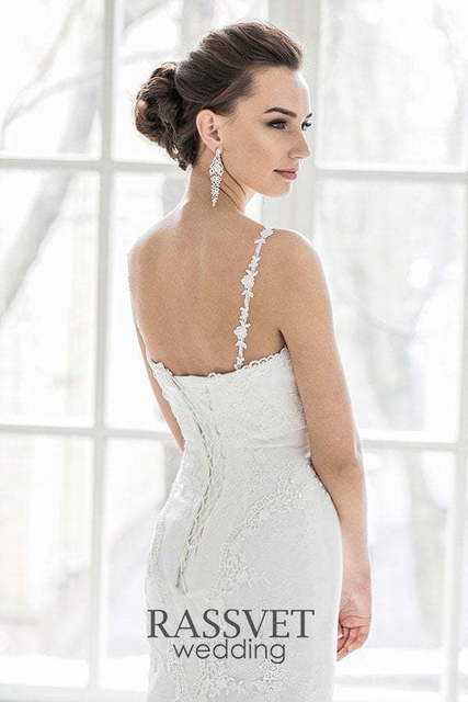 Свадебное платье Ариэль. Силуэт Рыбка, Прямое. Цвет Белый / Молочный. Вид 4